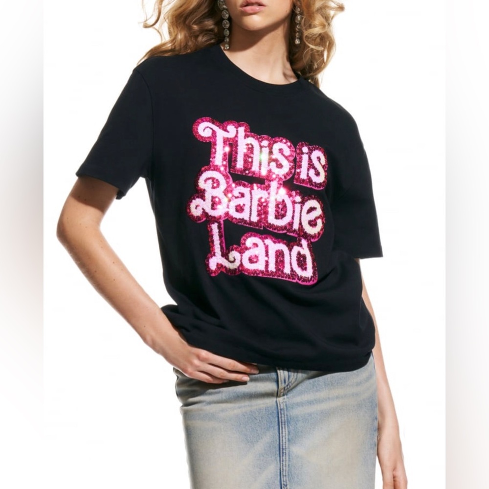 24HR DROP ⬇️SHIPS TODAY❗️Zara X Barbie Barbie Land Sequin T shirt